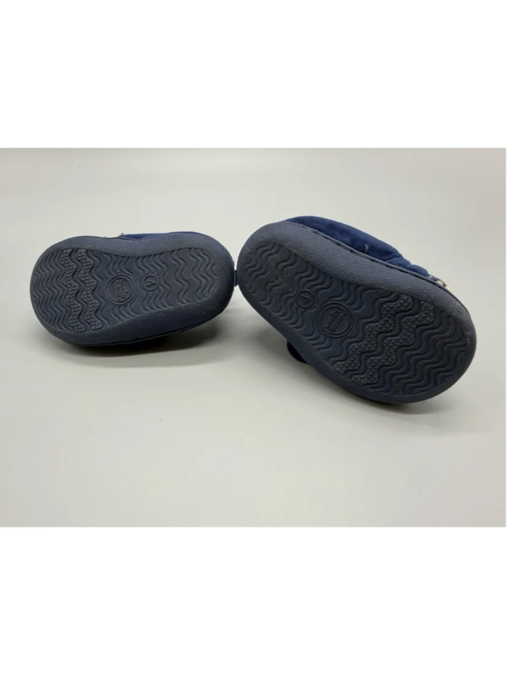 Wonder Nation Dinosaur Fleece Slippers Navy Hook & Loop Unisex Baby Size 4